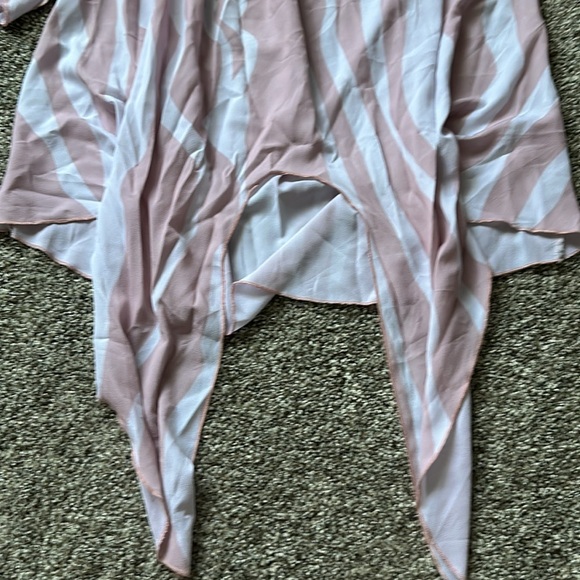 Pink and White Off the Shoulder Tie Front Blouse - Picture 5 of 5